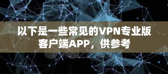 以下是一些常见的VPN专业版客户端APP，供参考